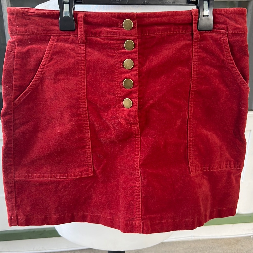 M/L Red Mini Skirt with Brass Buttons - Forever 21